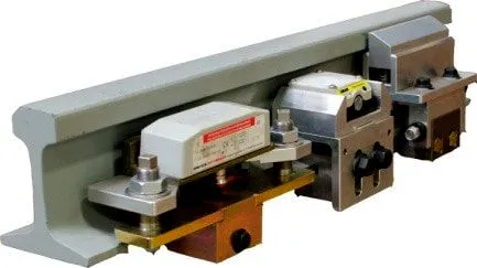 Long mechanical assembly on a white background